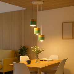 Lámpara colgante nórdica cilíndrica LED color Morandi para comedor