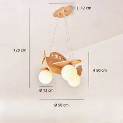 Lámpara Colgante Avión Infantil LED de Madera para Dormitorio