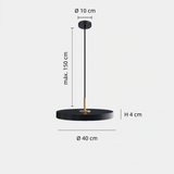 Lámpara Colgante Plana LED Minimalista Negra para Dormitorio