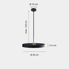 Lámpara Colgante Plana LED Minimalista Negra para Dormitorio