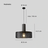 Lámpara Colgante Metal Negro LED Malla Regulable en Altura para Comedor