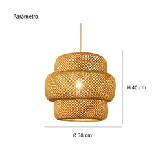 Lámpara Colgante Bambú LED Boho Tejida a Mano para Salón