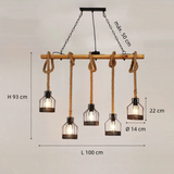 Lámpara Colgante de Cuerda Vintage con Farolillos para Comedor