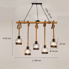 Lámpara Colgante de Cuerda Vintage con Farolillos para Comedor