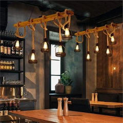 Lámpara Colgante de Cuerda Vintage con Farolillos para Comedor