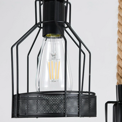 Lámpara Colgante de Cuerda Vintage con Farolillos para Comedor