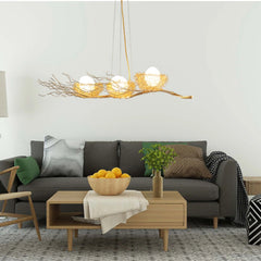 Lámpara Colgante Diseño Nido de Pájaros con Huevos para Comedor