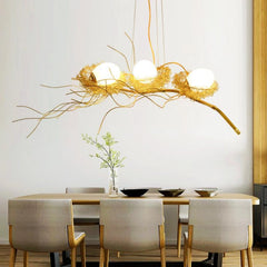 Lámpara Colgante Diseño Nido de Pájaros con Huevos para Comedor