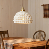 Lámpara Colgante Cerámica Blanca LED Estilo Nórdico para Comedor