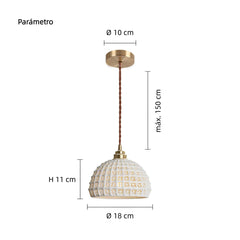 Lámpara Colgante Cerámica Blanca LED Estilo Nórdico para Comedor