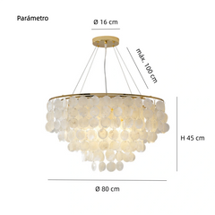 Lámpara Colgante Nácar Blanca LED de Estilo Lujoso Clásico para Salón