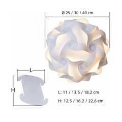 Lámpara colgante esfera blanca LED estilo nórdico con pantalla rompecabezas