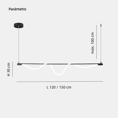 Lámpara Lineal Colgante LED Negra Regulable Para Islade Cocina Moderna