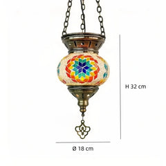 Lámpara marroquí colgante de vidrio multicolor