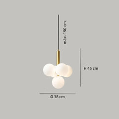 Lámpara colgante racimo blanca de vidrio moderna con luz suave para asillo