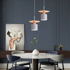 Lámpara colgante nórdica cilíndrica negra para comedor