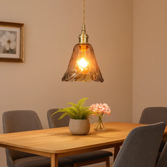 Lámpara Colgante de Vidrio Ámbar Estilo Vintage para Comedor