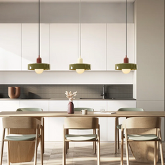 Lámpara de vidrio colgante LED regulable en altura color morandi para comedor