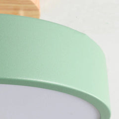 Lámpara de techo para pasillo LED nórdica redonda de madera macaron