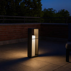 Lámpara solar de pie para exterior de metal rectangular para jardín