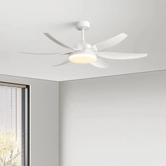 Ventilador de techo con luz 6 aspas moderno silencioso con motor DC y mando a distancia 132 cm para salón
