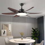 Ventilador de techo con luz 6 aspas moderno silencioso con motor DC y mando a distancia 132 cm para salón