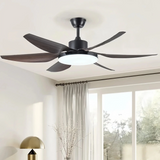 Ventilador de techo con luz 6 aspas moderno silencioso con motor DC y mando a distancia 132 cm para salón