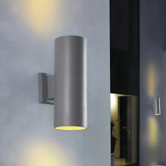 Aplique de pared exterior bidireccional cilíndrico negro LED IP65 moderno para porche