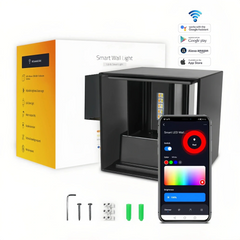 Aplique de pared exterior bidireccional LED RGB 6W IP65 negro cúbico