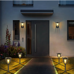 Lámpara solar de exterior farol negra LED IP65 pack de 2