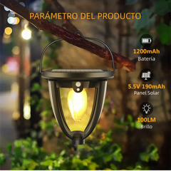 Lámpara solar de exterior farol negra LED IP65 pack de 2
