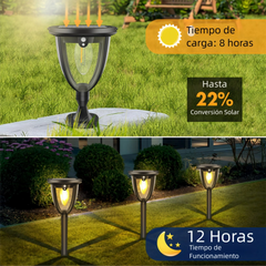 Lámpara solar de exterior farol negra LED IP65 pack de 2