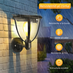 Lámpara solar de exterior farol negra LED IP65 pack de 2