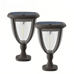 Lámpara solar de exterior farol negra LED IP65 pack de 2