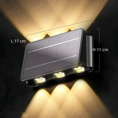 Aplique de pared exterior solar LED bidireccional negro moderno IP65