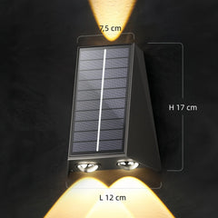 Aplique de pared exterior solar LED bidireccional negro moderno IP65