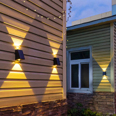 Aplique de pared exterior solar LED bidireccional negro moderno IP65