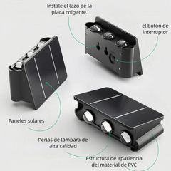 Aplique de pared exterior solar LED bidireccional negro moderno IP65