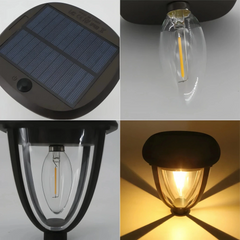 Lámpara solar de exterior farol negra LED IP65 pack de 2