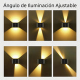 Aplique de pared exterior solar LED bidireccional orientable negra diseño moderno IP65