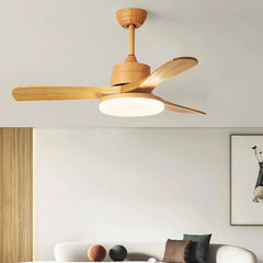 Ventilador de techo con luz LED acabado madera 3 aspas 6 velocidades Ø100/120/130 cm