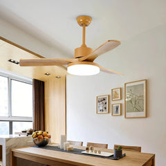 Ventilador de techo con luz LED acabado madera 3 aspas 6 velocidades Ø100/120/130 cm