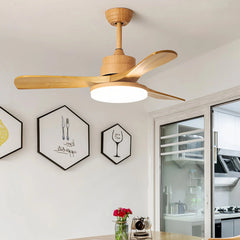 Ventilador de techo con luz LED acabado madera 3 aspas 6 velocidades Ø100/120/130 cm