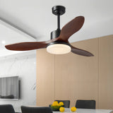 Ventilador de techo de madera con luz LED, motor DC y 3 aspas
