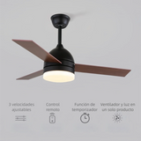 Ventilador de techo con luz LED de madera Ø100 cm silencioso con mando