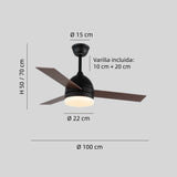 Ventilador de techo con luz LED de madera Ø100 cm silencioso con mando