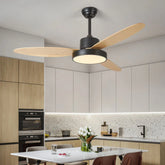 Ventilador de techo de madera con luz LED y motor DC inverter minimalista