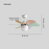 Ventilador de techo infantil con luz LED silencioso para dormitorio Ø76 cm