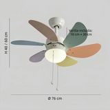 Ventilador de techo infantil silencioso con motor inverter color Morandi Ø76 cm