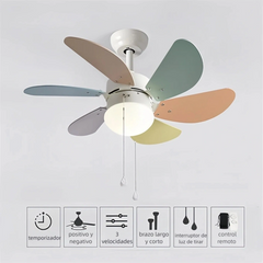 Ventilador de techo infantil silencioso con motor inverter color Morandi Ø76 cm
